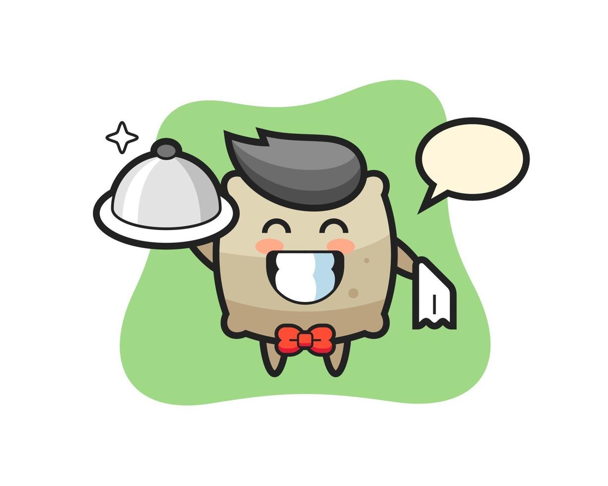 Character mascot of sack as a waiters vector