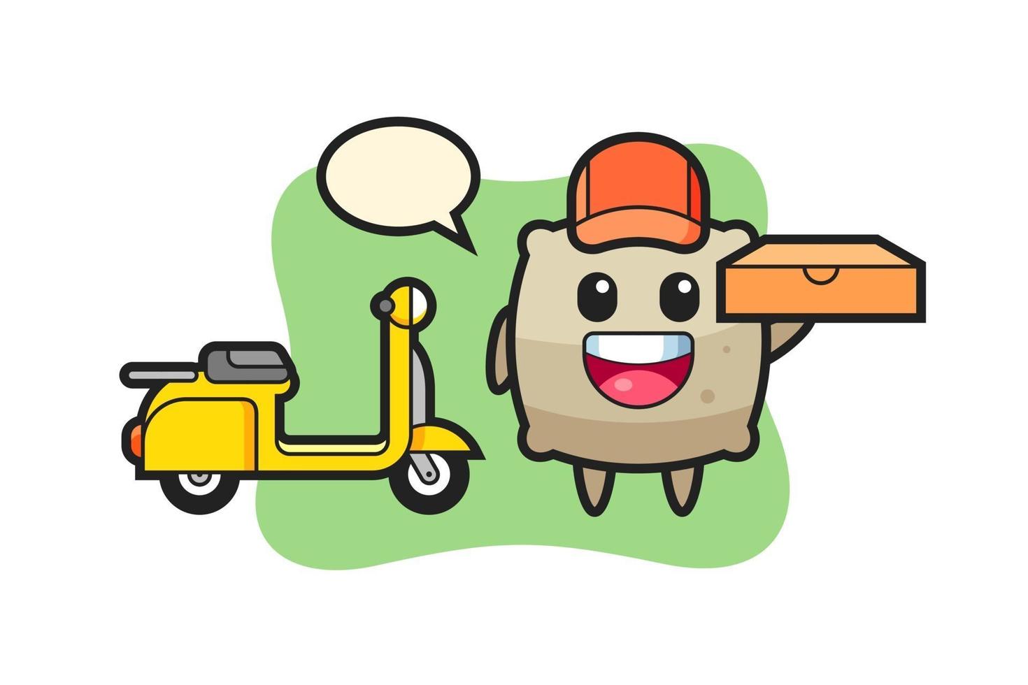 Character Illustration of sack as a pizza deliveryman vector