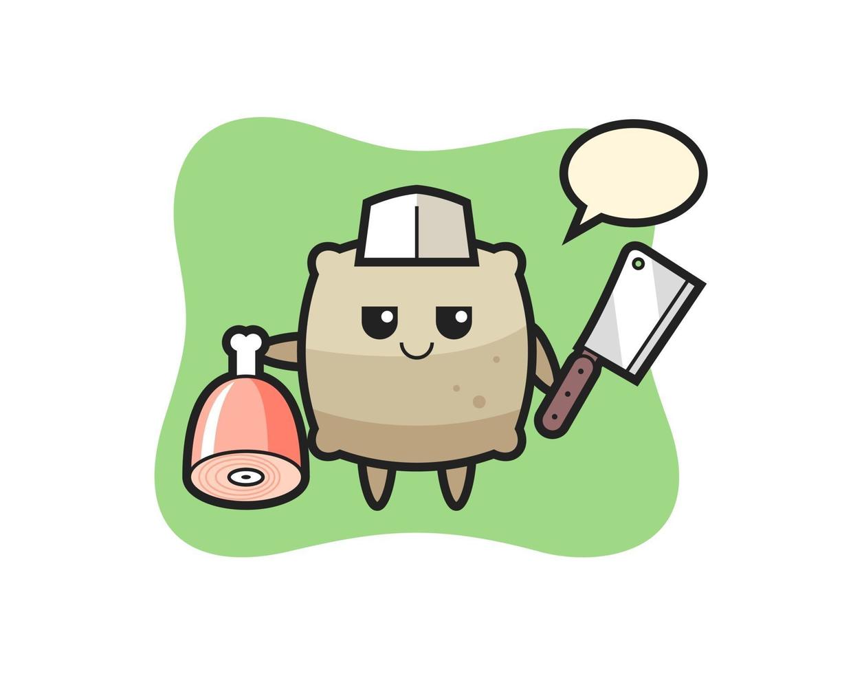 Illustration of sack character as a butcher vector