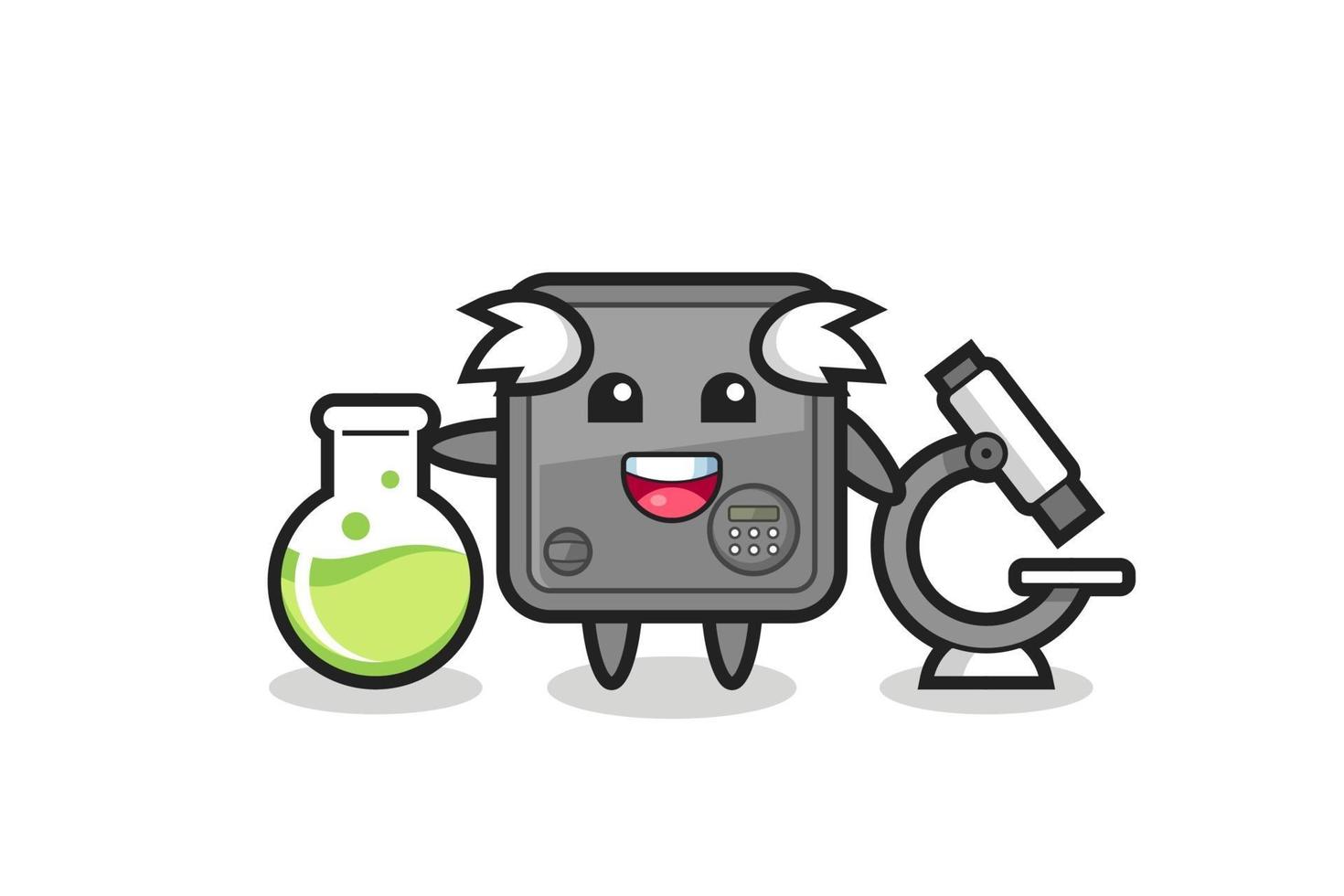 Mascot character of safe box as a scientist vector