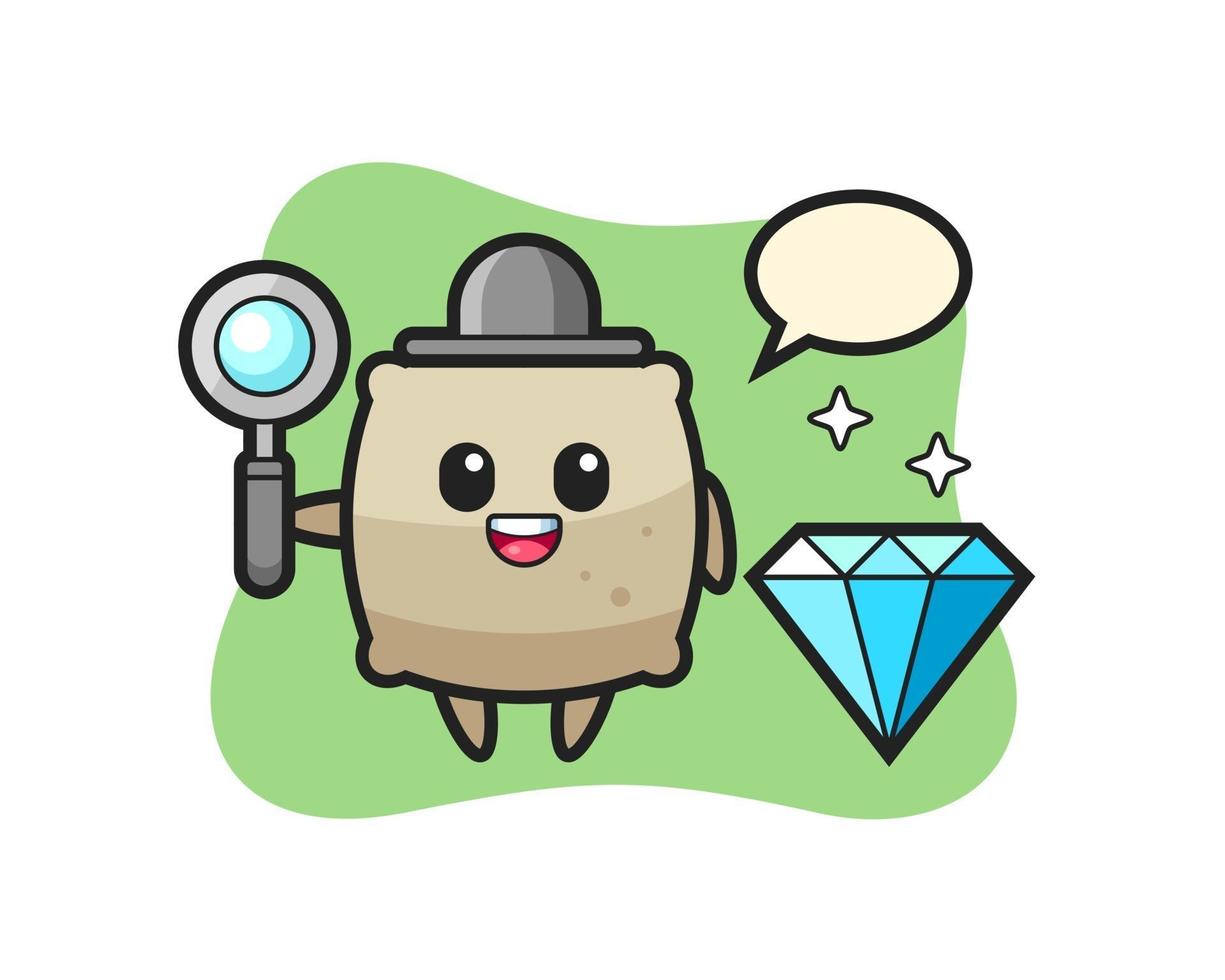 Illustration of sack character with a diamond vector