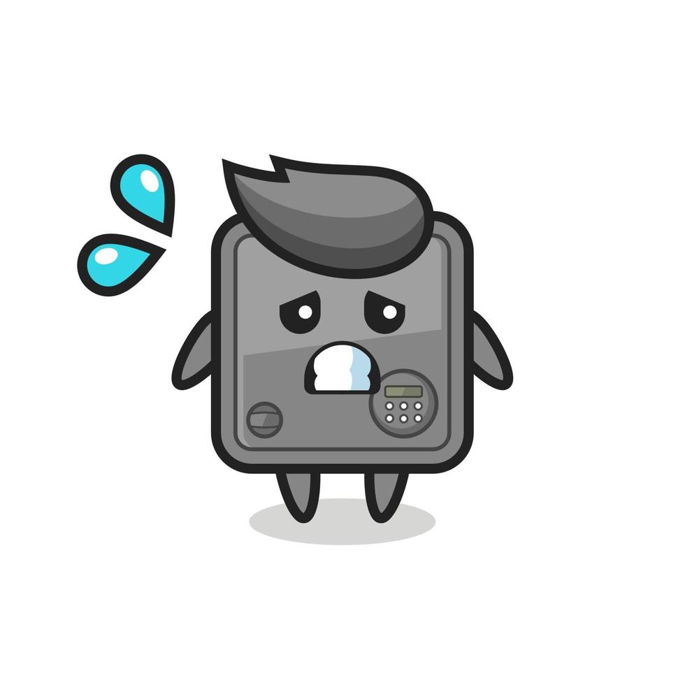 safe box mascot character with afraid gesture vector