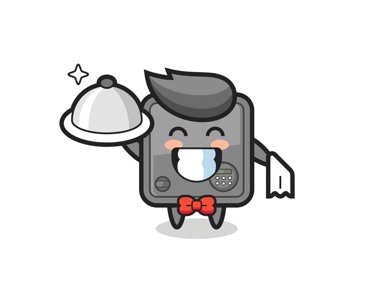 Character mascot of safe box as a waiters vector