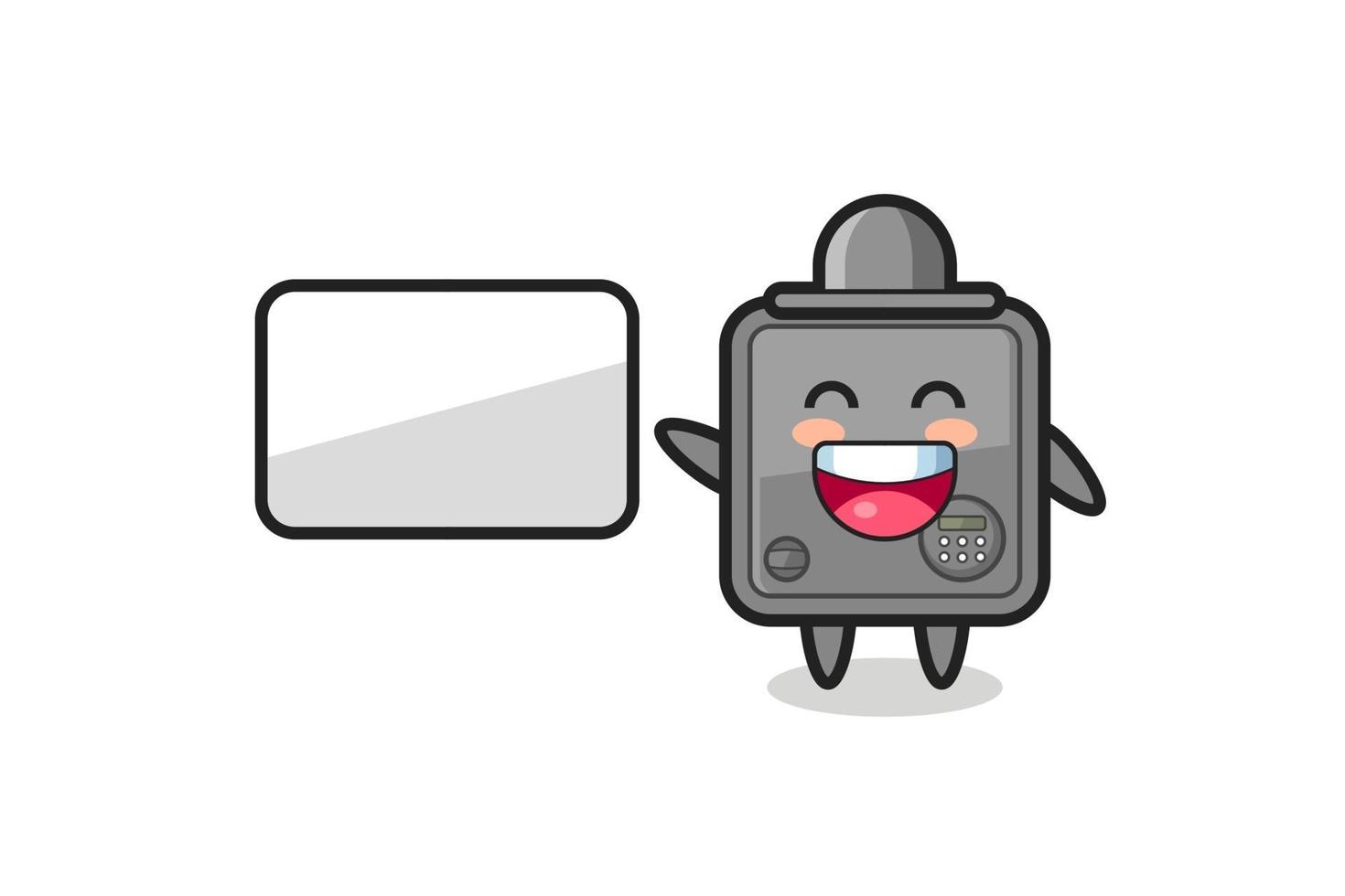 safe box cartoon illustration doing a presentation vector