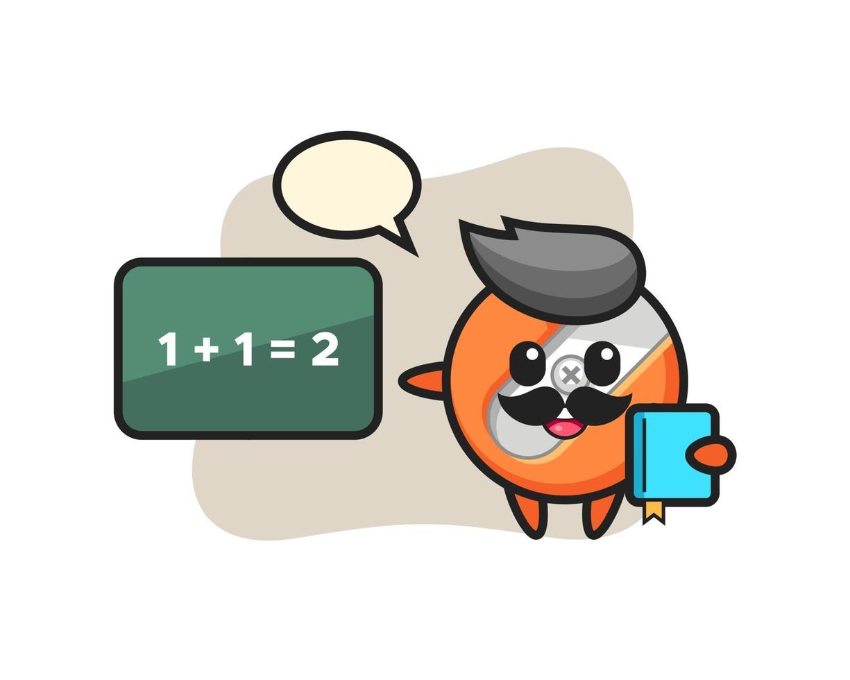 Illustration of pencil sharpener character as a teacher vector