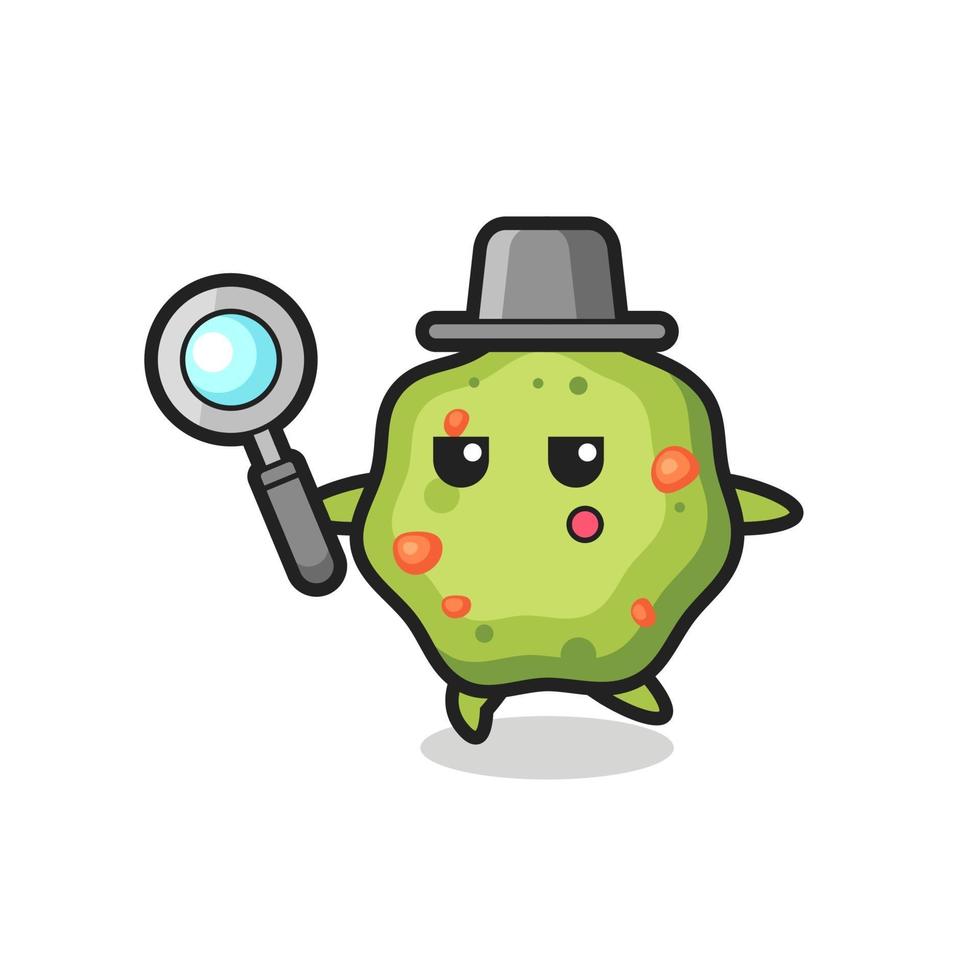 puke cartoon character searching with a magnifying glass vector