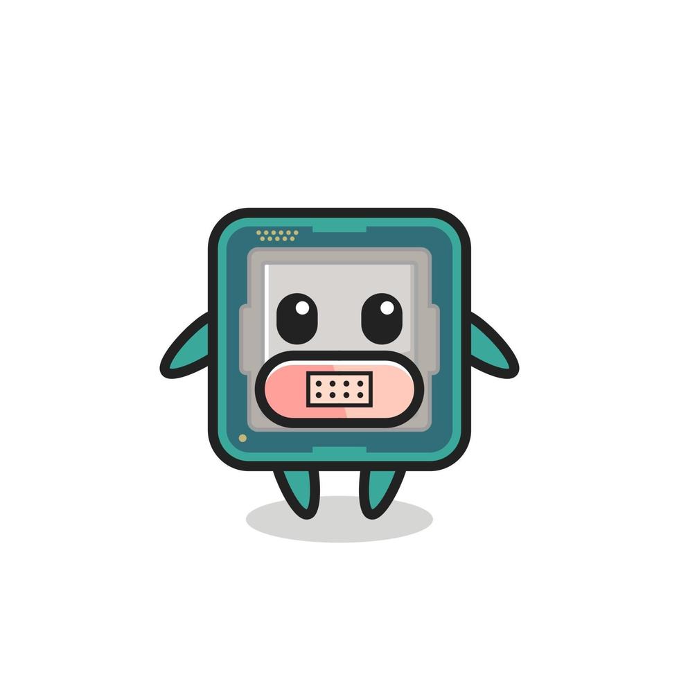 Cartoon Illustration of processor with tape on mouth vector