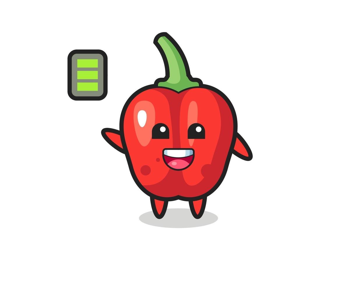 Personaje de mascota de pimiento rojo con gesto enérgico vector