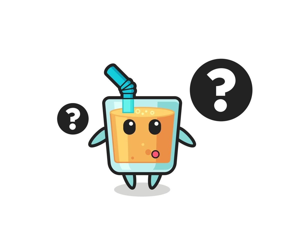 Cartoon Illustration of orange juice with the question mark vector