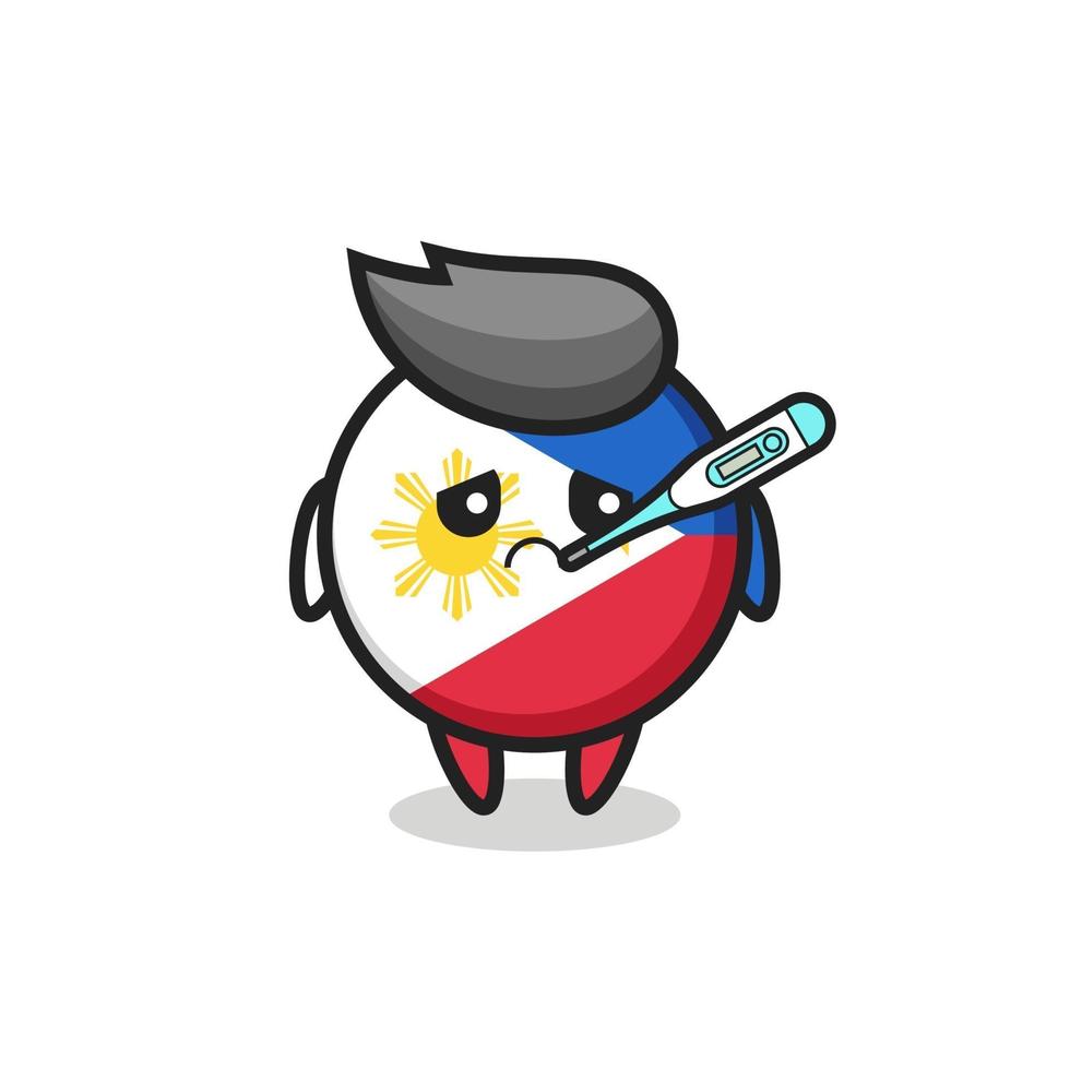 philippines flag badge mascot character with fever condition vector