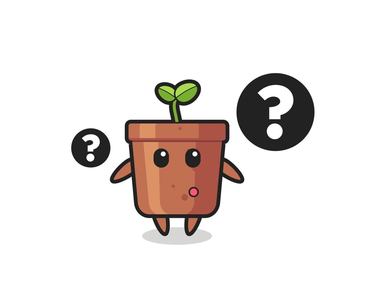 Cartoon Illustration of plant pot with the question mark vector