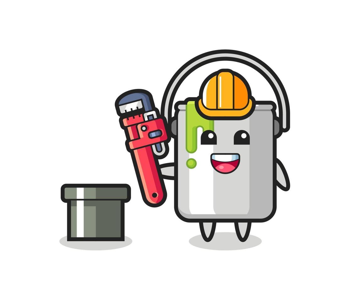 Character Illustration of paint tin as a plumber vector