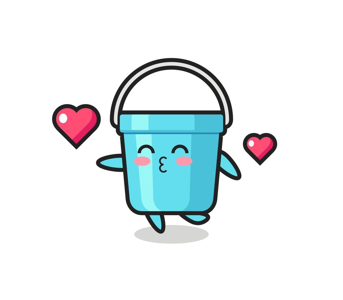 plastic bucket character cartoon with kissing gesture vector