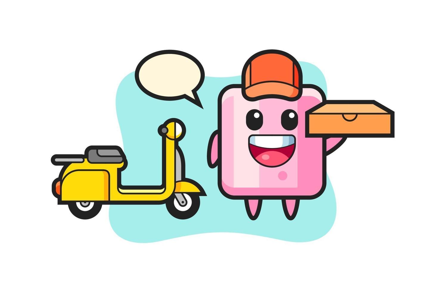 Character Illustration of marshmallow as a pizza deliveryman vector