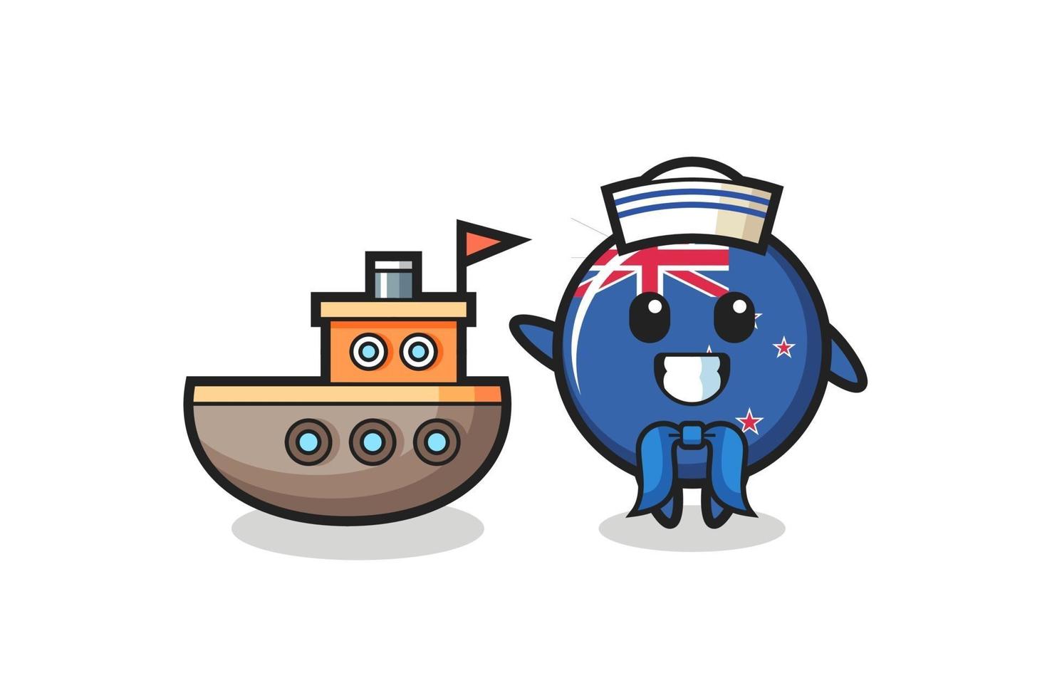 Character mascot of new zealand flag badge as a sailor man vector