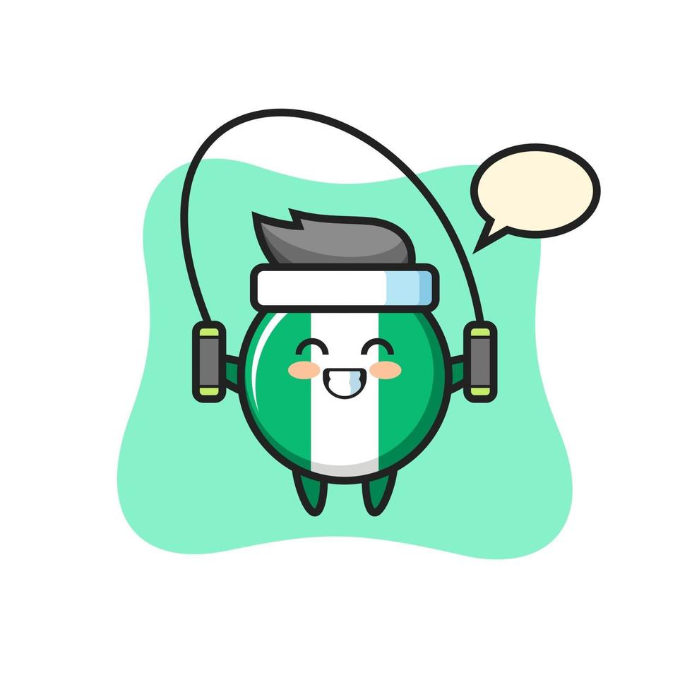 nigeria flag badge character cartoon with skipping rope vector