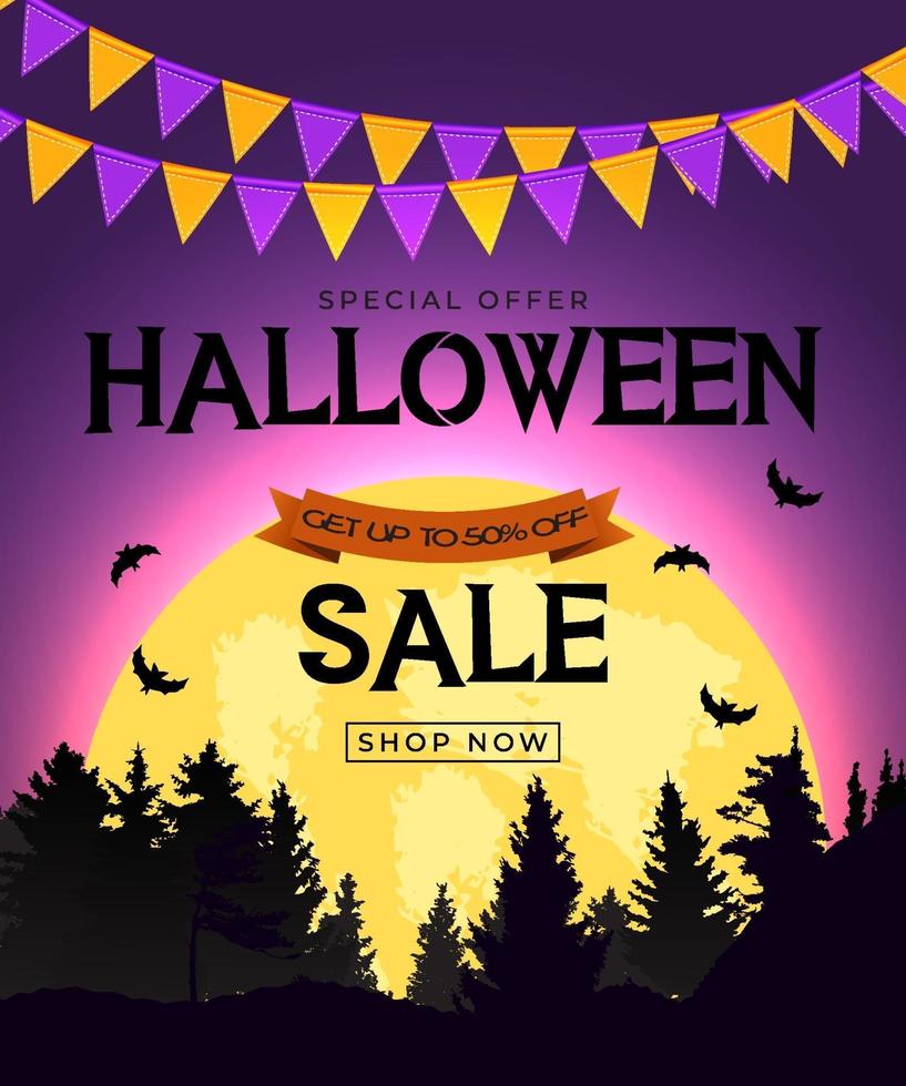 Purple Happy Halloween, Shop Now poster vector