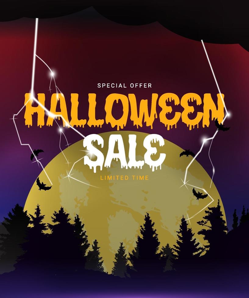 Happy Halloween, Shop Now poster Template Background with bat. vector