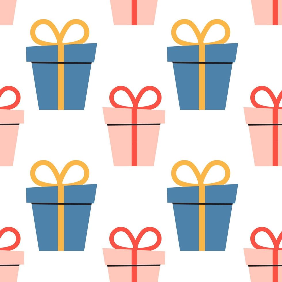 Cartoon holiday boxes with bows. seamless pattern. vector