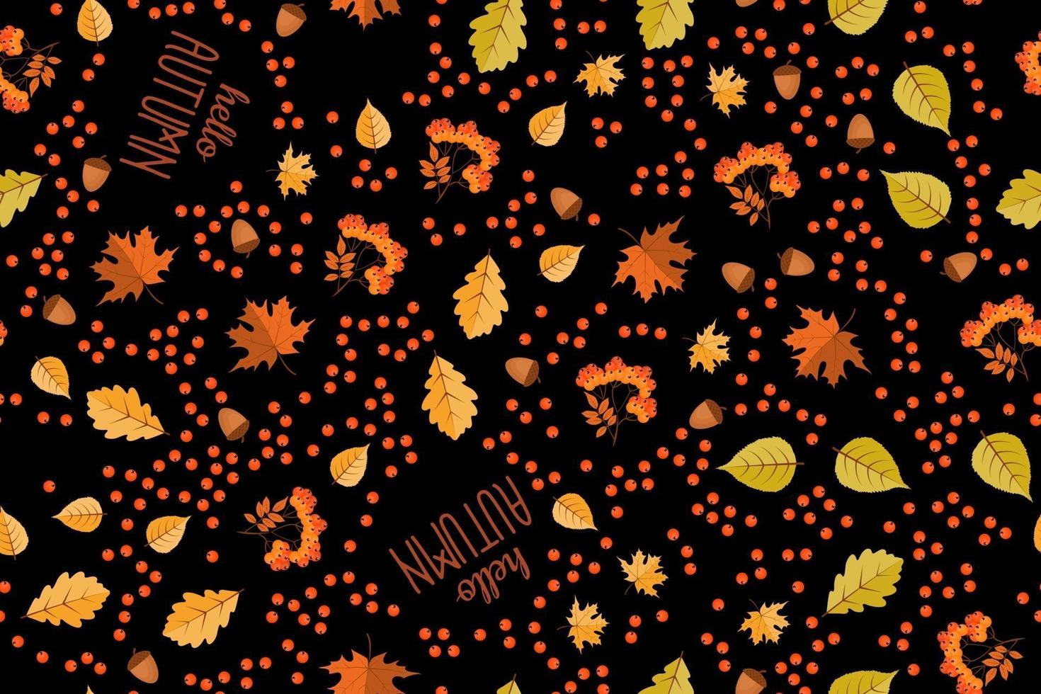 Autumn seamless pattern background with falling leaves. vector