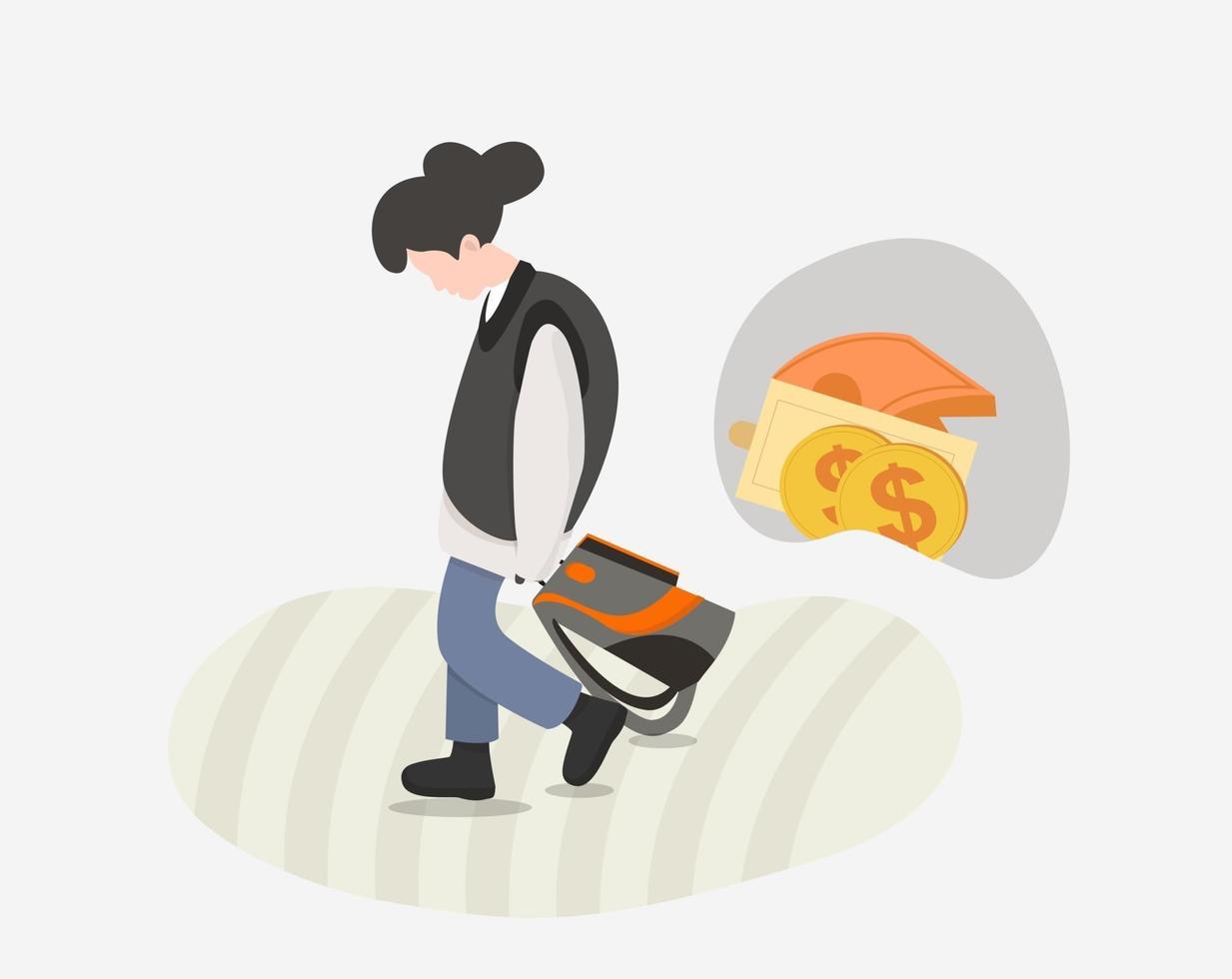 illustration of depressed bankrupt people having debt vector