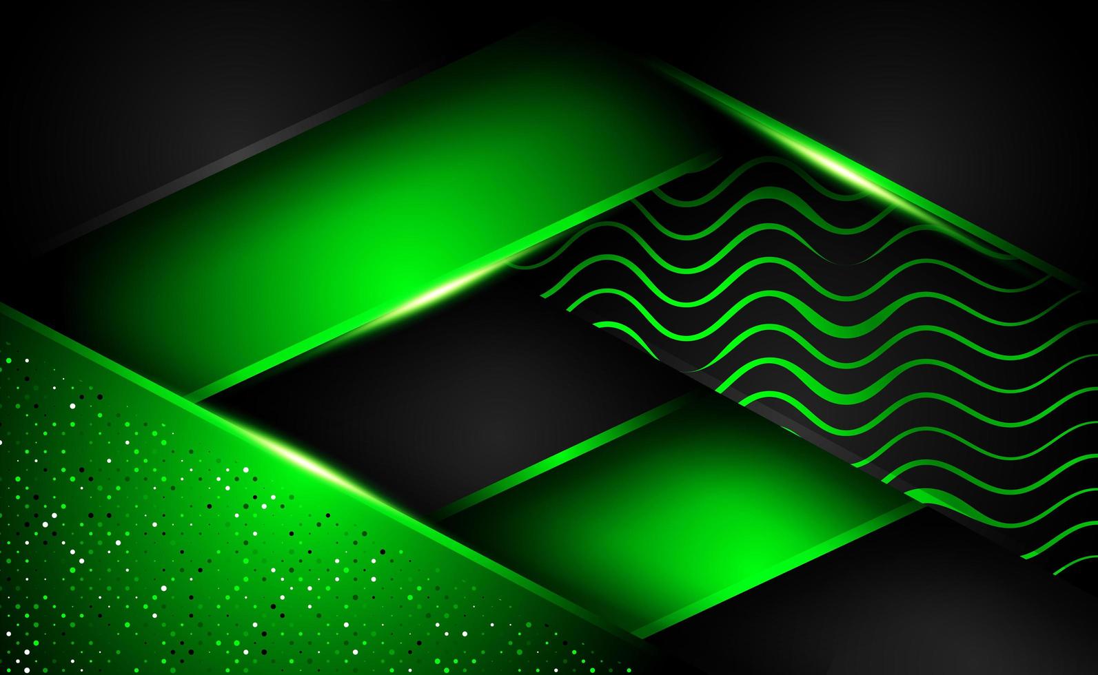 tecnología de fondo de superposición de forma verde oscuro brillante abstracto vector