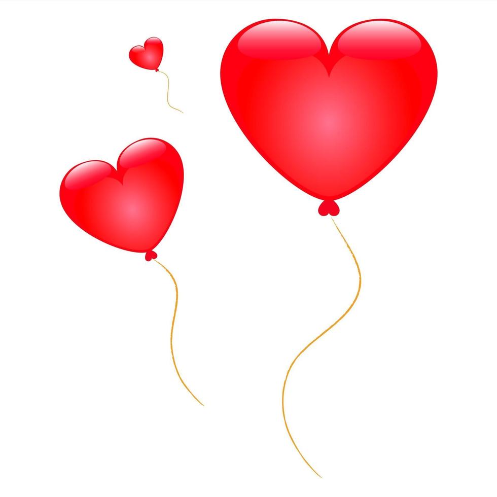 Heart shape balloons isolated on white background vector