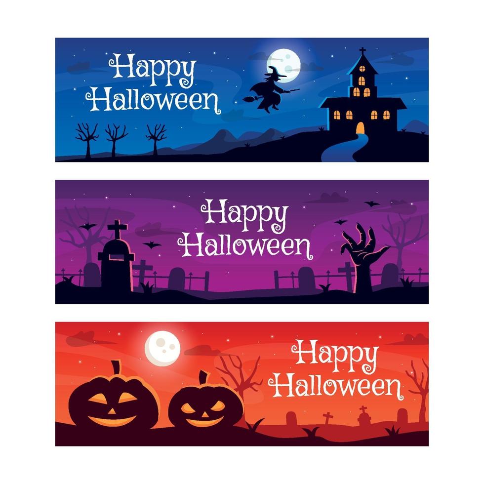 colección de banners de halloween vector