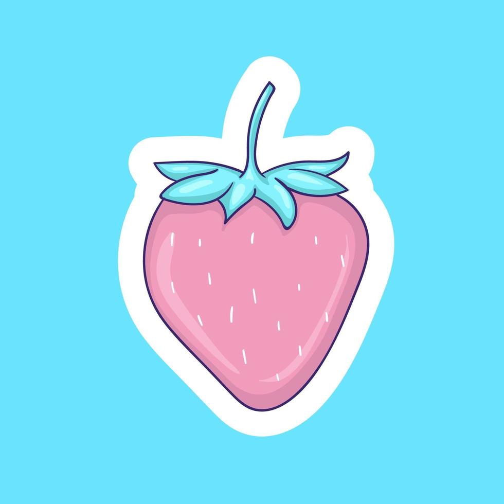 colorful hand drawn strawberry stickers vector