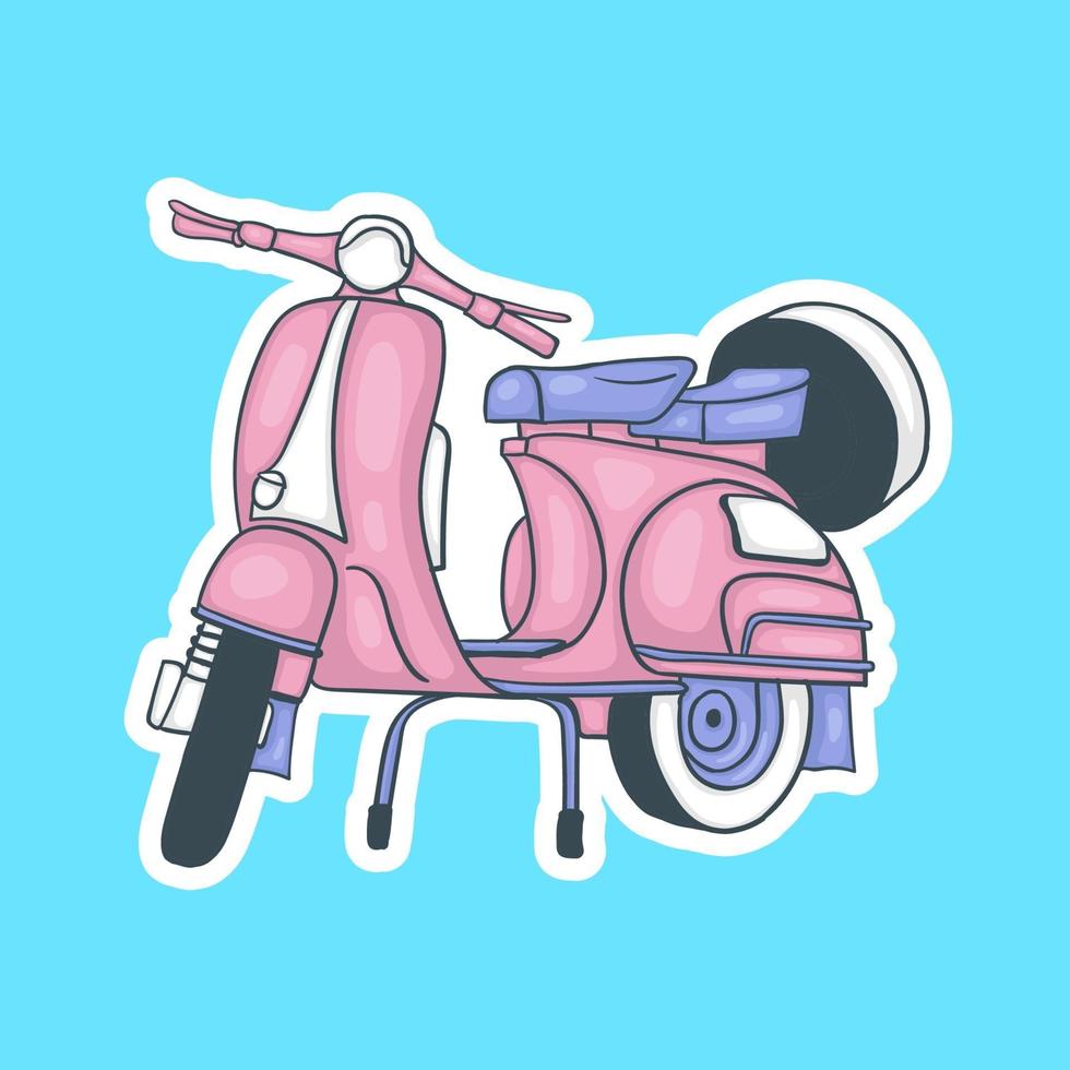 colorful hand drawn scooter stickers vector