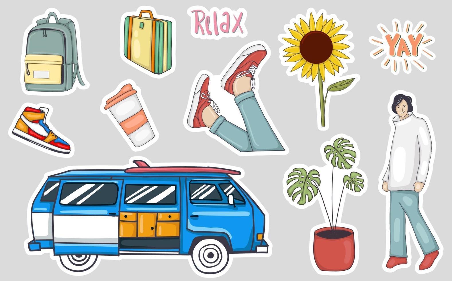 Colorful Hand drawn Trendy Stickers collection vector