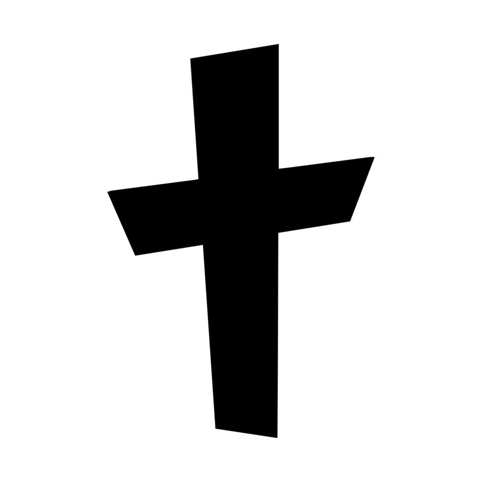 crooked black cross on a white background. vector illustration