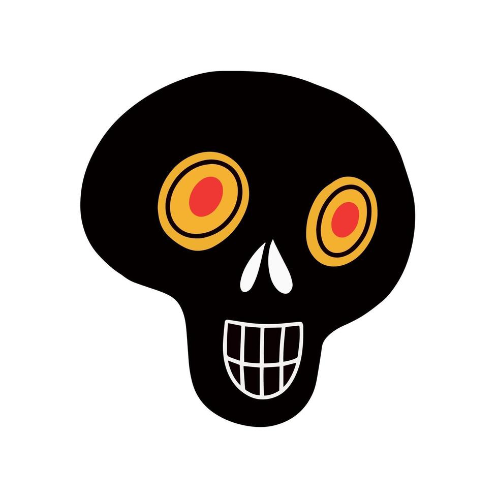 black skull with red eyes. Vector illustration