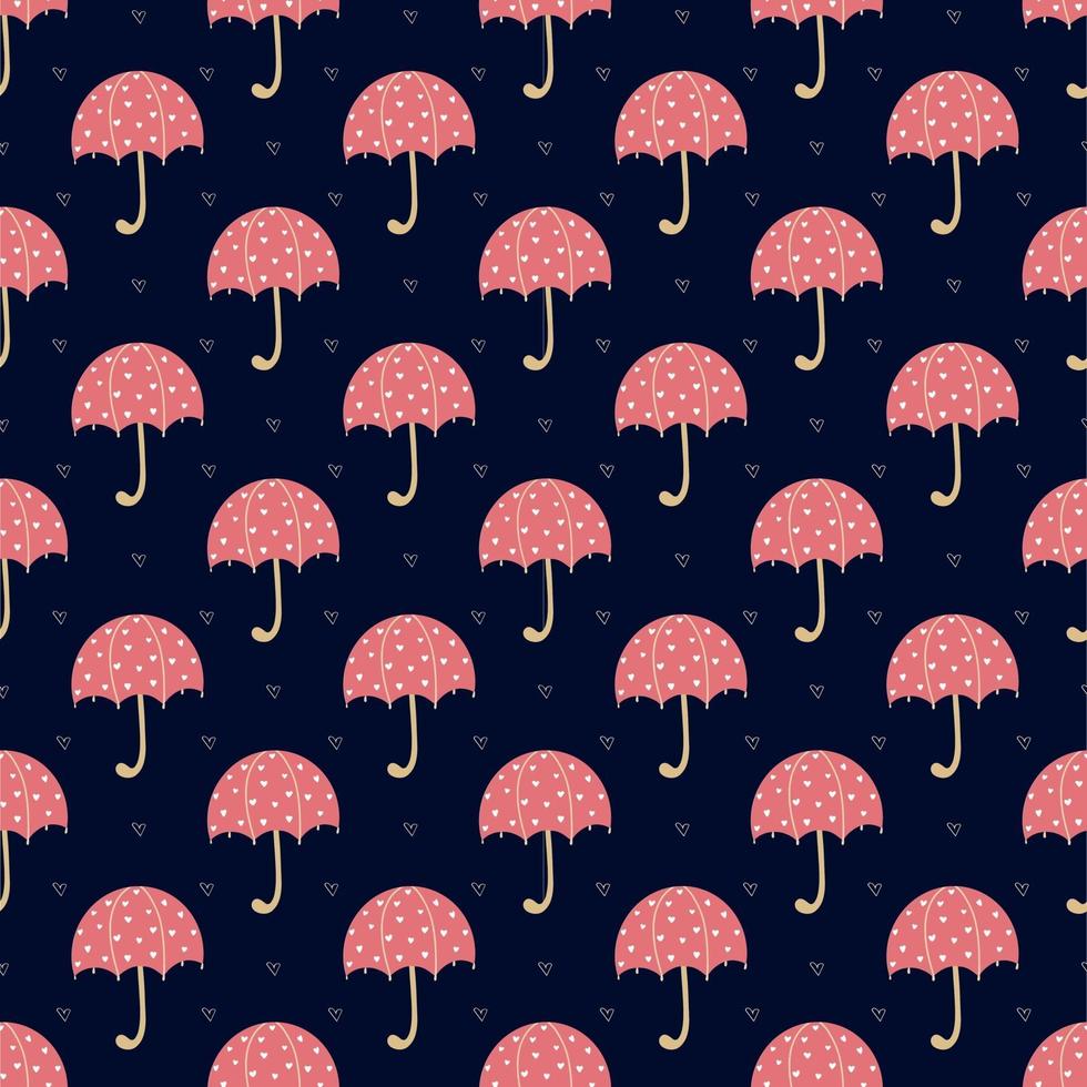 pattern with red umbrellas on a blue surface vector