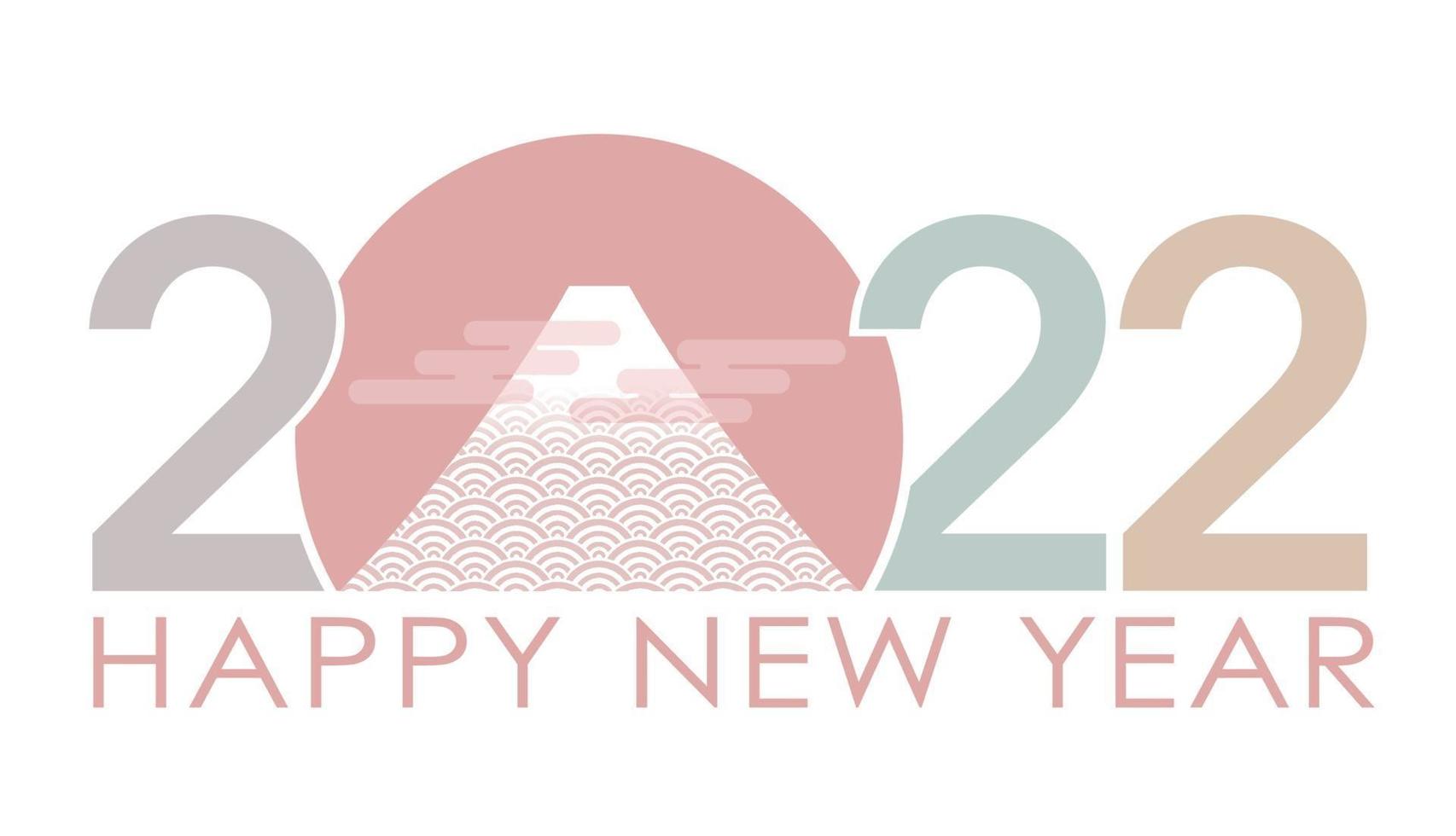 The Year 2022 New Years Vector Greeting Symbol With Mt. Fuji.