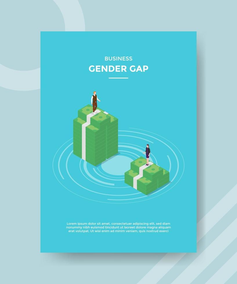 business gender gap men on high stack money comparison vector