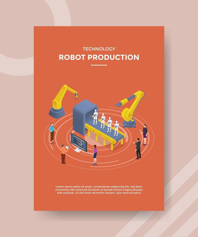 technology robot production people standing vector