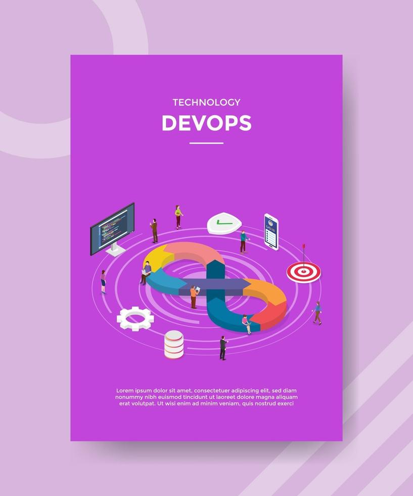 technology devops people standing around work sequence vector