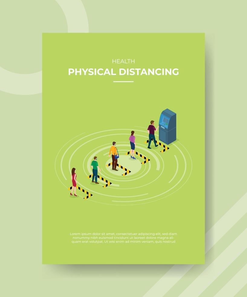health physical distancing people waiting line warning line vector