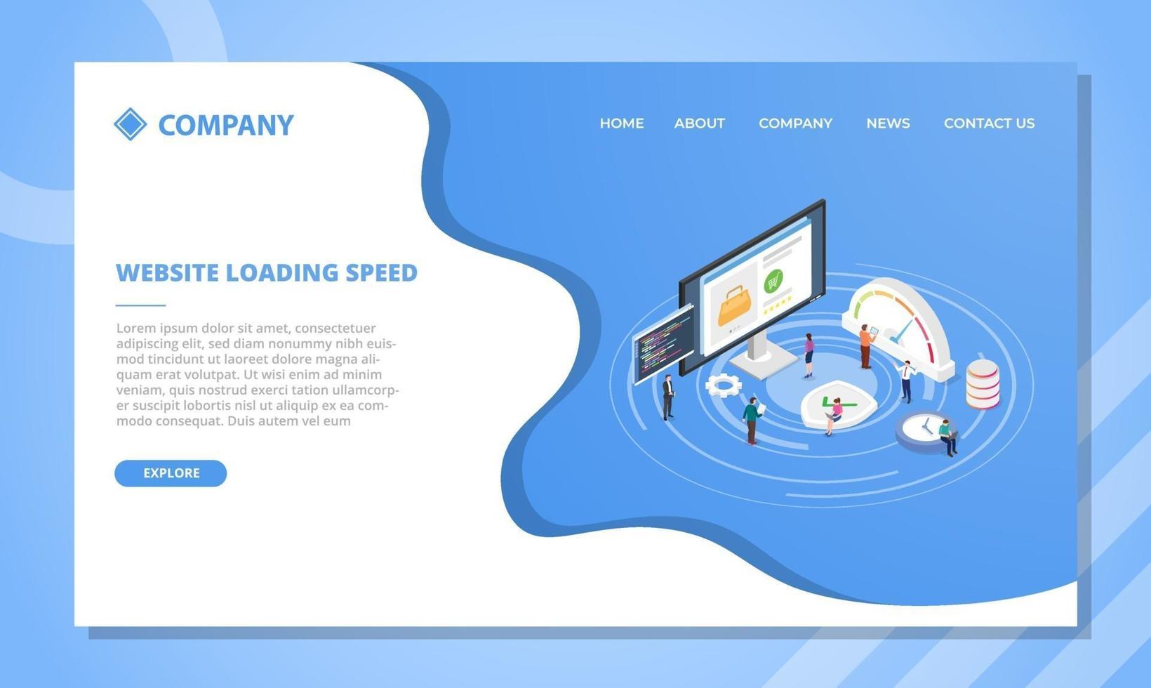 website loading speed concept for website template or landing vector