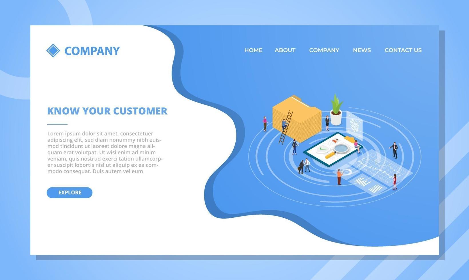 kyc know your customer concept for website template or landing vector