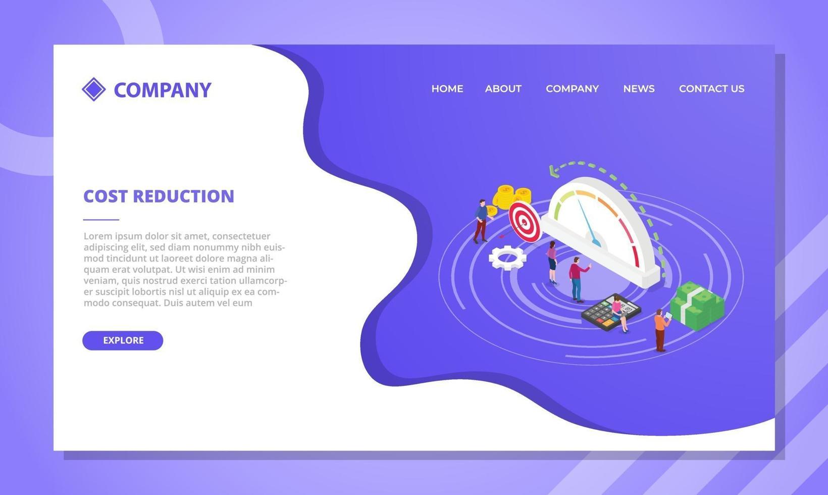 cost reduction concept for website template or landing vector