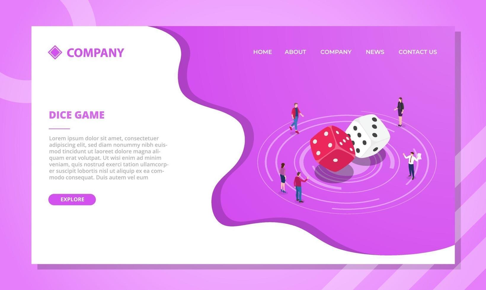 dice game concept for website template or landing vector
