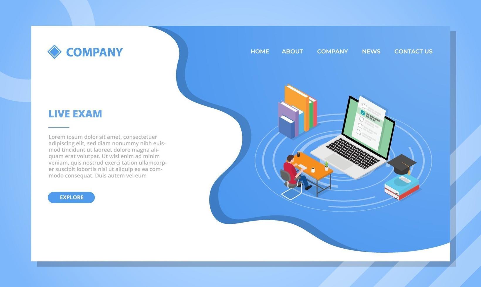 live exam concept for website template or landing vector