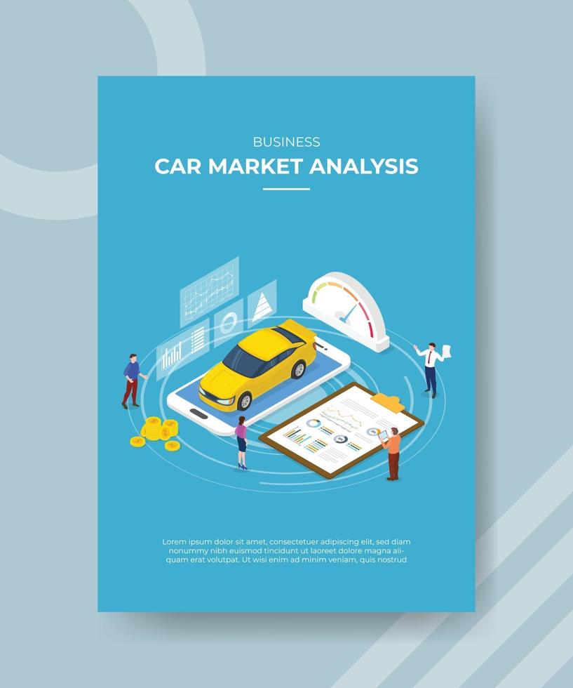business car market analysis people standing around vector