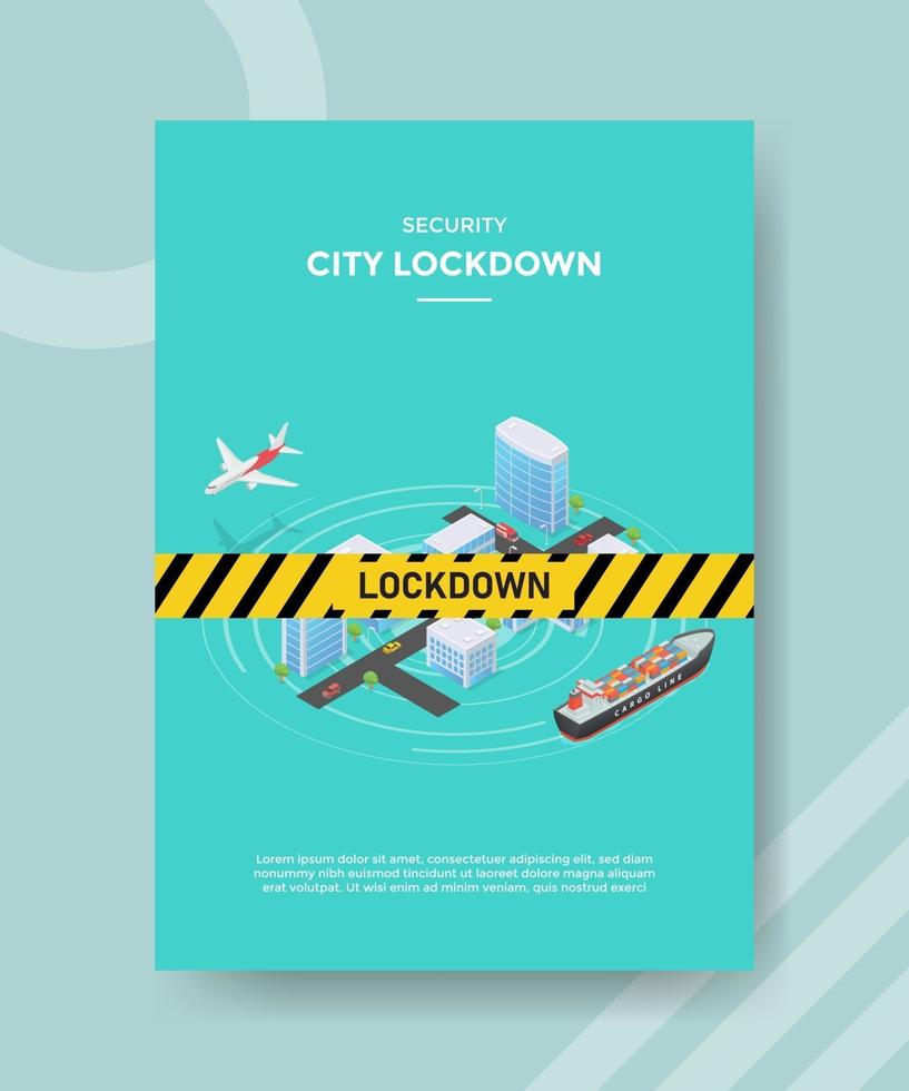 security city lock down warning line on city building street vector
