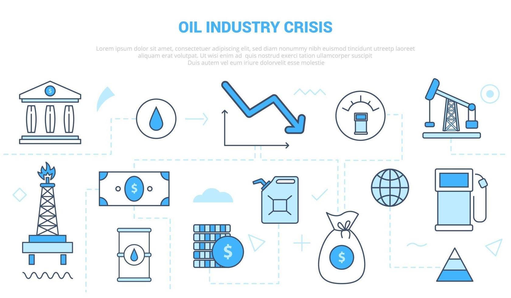 concepto de crisis de la industria del petróleo y el gas caen campaña vector