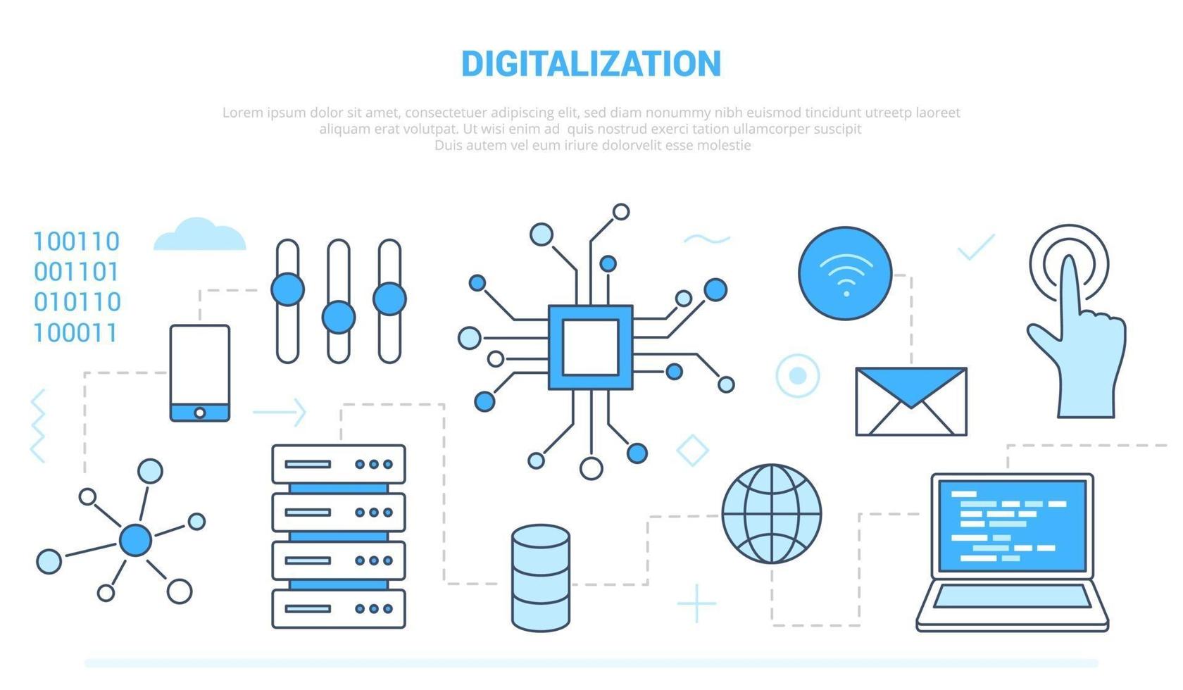 digitalización para la tecnología de la campaña informática. vector