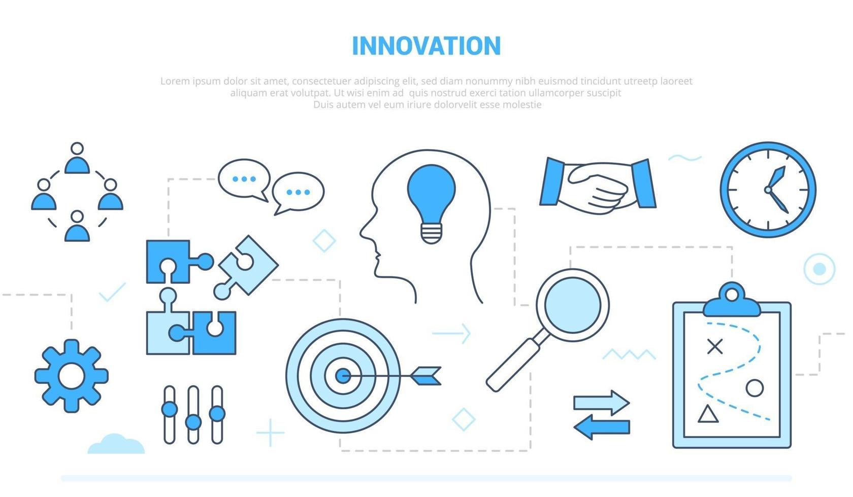 innovation concept with team brainstorming idea invention campaign vector