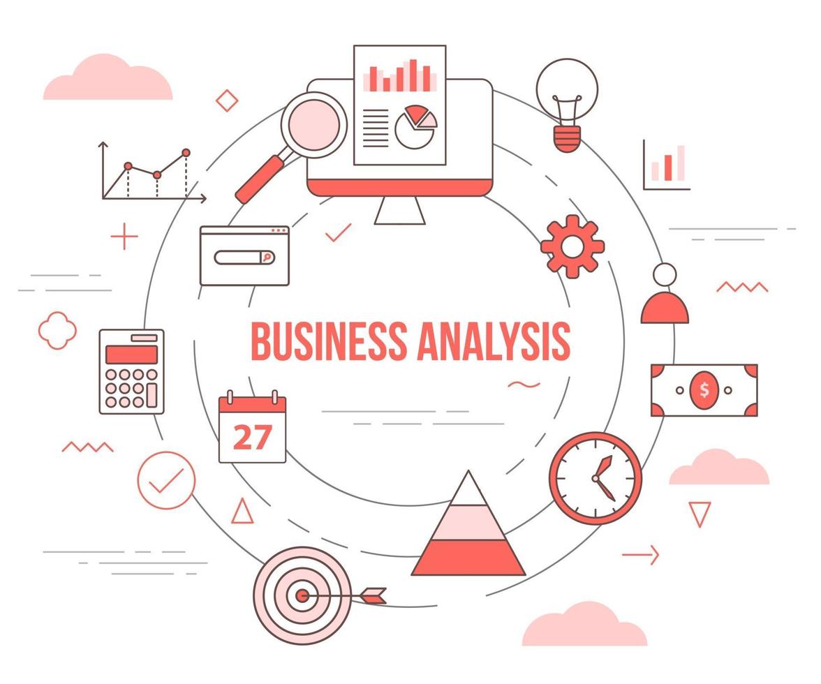 business analysis concept with icon set template banner vector